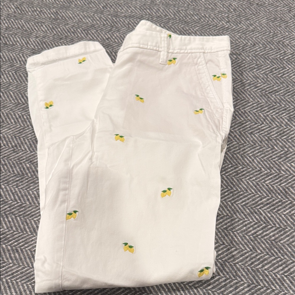 Talbots White Pants with Lemon Print Perfect Condition